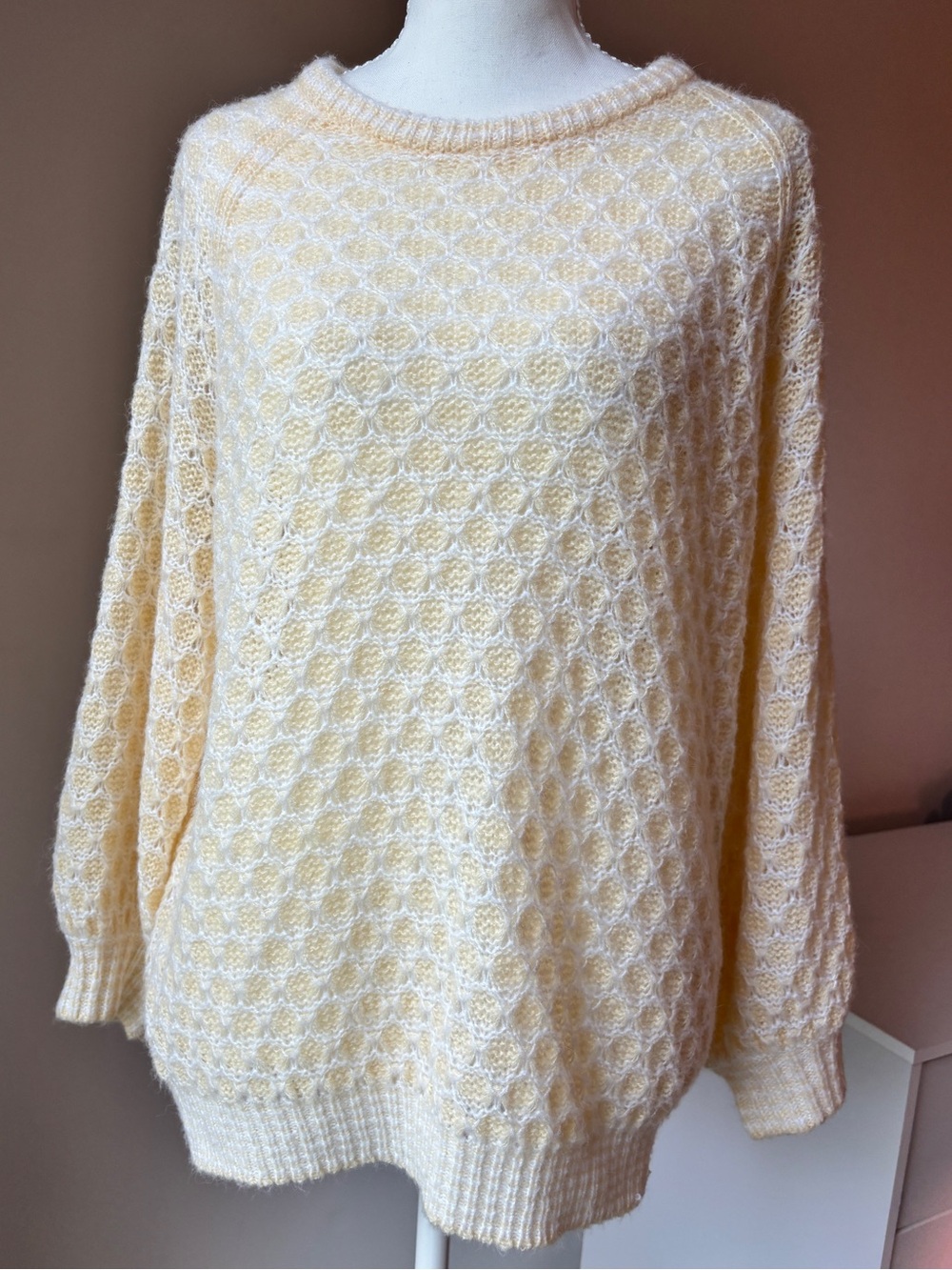 Lilly Pulitzer Cream and Pale Yellow Textured Crewneck Sweater